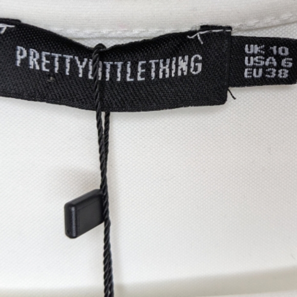 NWT PrettyLittleThing White Binding Balloon Sleeve Crop Top 🤍 Size 6 - Picture 7 of 15